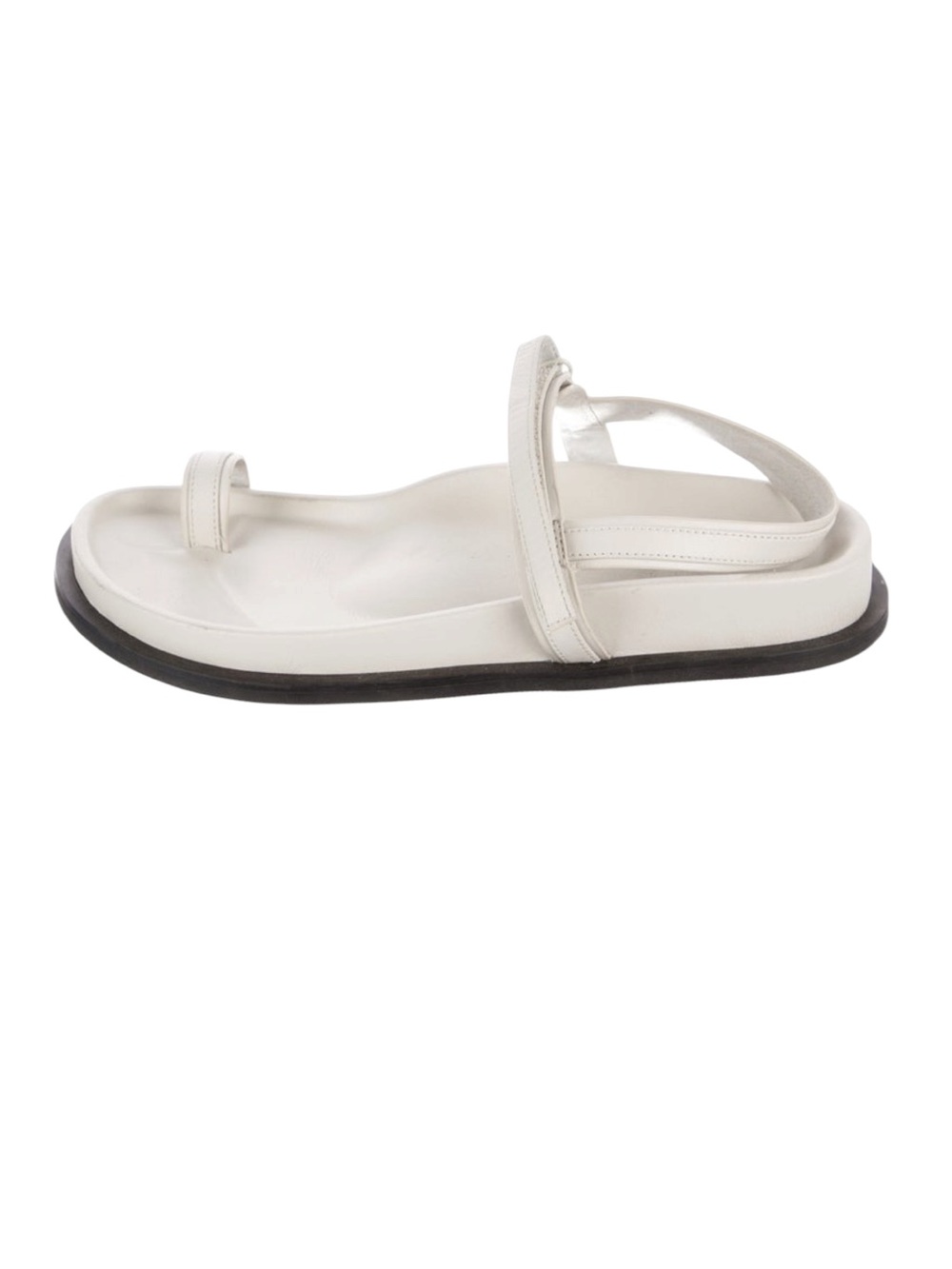 Ends Tonight St. Agni Keko White Leather Sandal Toe Ring Velcro Ankle Strap - Picture 3 of 6